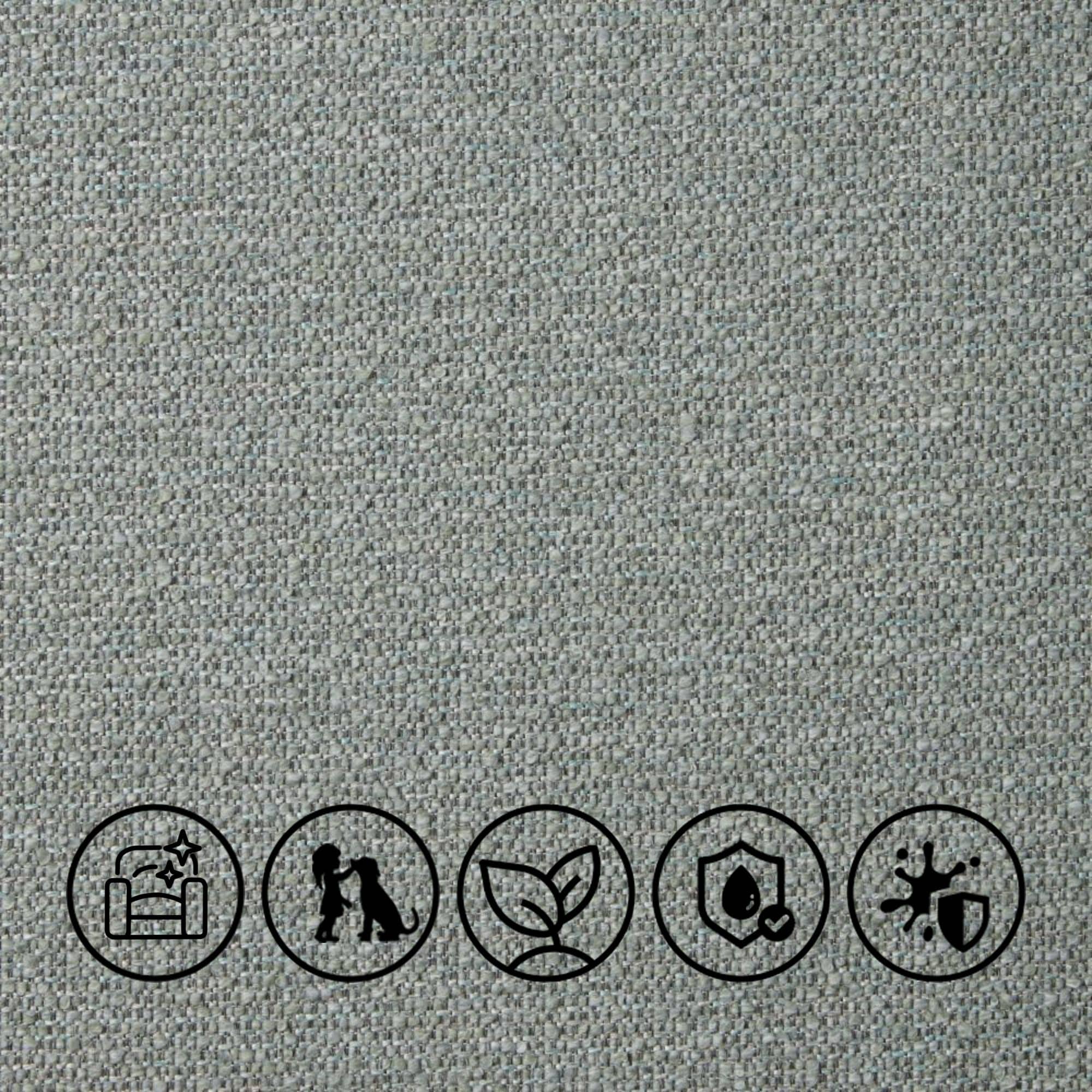 <b>Luxury EasyClean Bouclé</b><p>

<p>EasyCare, Eco Friendly, Family Friendly, Stain Resistant, Waterproof<p>

<b>Composition</b>: 100% Polyester (77% Recycled)<p>

Seattle is a durable, easy-care boucle-like fabric with waterproof and stain-resistant technology, making spills effortless to clean. Its subtle woven pattern adds texture and style, while being environmentally friendly, perfect for family-friendly, practical interiors.